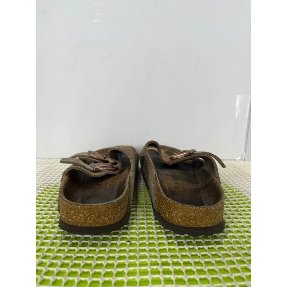 Birkenstock Suede Double Buckle Sandals in Olive Green and Brown